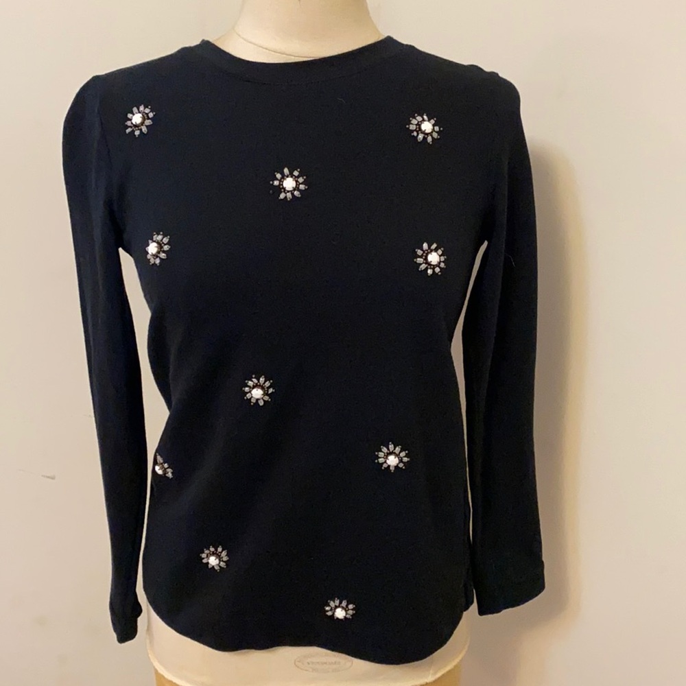 Banana Republic Black Jewel Embellished Sweatshirt Top, XSmall